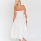 Kristy Drop Waist  Midi Dress - White