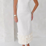 Kyla Tweed Strapless Dress - Off White