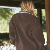 Fancy Quarter Button Sherpa - Chocolate/Glacier