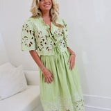 Evie Embroidery Lace Top And Skirt Set - Green