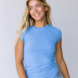 Cat Cap Sleeve Top - Blue
