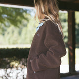 Fancy Quarter Button Sherpa - Chocolate/Glacier