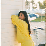 French Terry Straight Leg Drawstring Pants - Sunlight Yellow