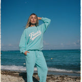 French Terry Straight Leg Drawstring Pants - Biscayne Blue