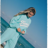 French Terry Straight Leg Drawstring Pants - Biscayne Blue