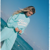 French Terry Straight Leg Drawstring Pants - Biscayne Blue