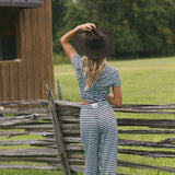 Fancy Striped Button Pants - Glacier/Chocolate (PREORDER 3 WEEKS)