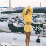 Fancy Striped Oversized Long Sleeve Top - Malibu Golden Yellow