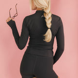 Fancy Fit Flow Front Zip Jacket -  Charcoal Gray