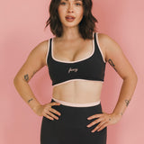 Fancy FitFlow Core Bra - Charcoal Gray/Blush Pink