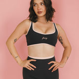 Fancy FitFlow Core Bra - Charcoal Gray/Blush Pink