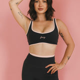 Fancy FitFlow Core Bra - Charcoal Gray/Blush Pink