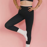 Fancy FitFlow Double Lined Leggings - Charcoal Gray/Blush Pink