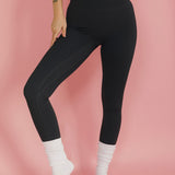 Fancy FitFlow Double Lined Leggings - Charcoal Gray/Blush Pink
