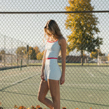 Fancy FitFlow Double Lined Shorts -  Powder Blue/Red