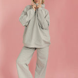 Fancy Fleece Wide Leg Sweatpants - Light Grey Heather