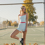 Fancy FitFlow Double Lined Shorts -  Powder Blue/Red