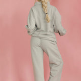 Fancy Fleece Wide Leg Sweatpants - Light Grey Heather