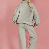 Fancy Fleece Wide Leg Sweatpants - Light Grey Heather