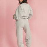 Fancy Fleece Cuffed Leg Sweatpants - Light Grey Heather