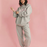 Fancy Oversized Fleece Mockneck - Light Grey Heather