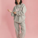 Fancy Oversized Fleece Mockneck - Light Grey Heather