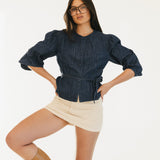 Flirty Corduroy Mid Waist Mini Skort - Cream