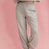 Fancy Fleece Cuffed Leg Sweatpants - Light Grey Heather