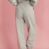 Fancy Fleece Cuffed Leg Sweatpants - Light Grey Heather
