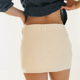 Flirty Corduroy Mid Waist Mini Skort - Cream