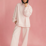 Fancy Fleece Wide Leg Sweatpants - Pale Pink