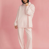 Fancy Fleece Wide Leg Sweatpants - Pale Pink