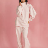 Fancy Fleece Wide Leg Sweatpants - Pale Pink