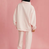 Fancy Oversized Fleece Embroidered Rolled Neck - Pale Pink