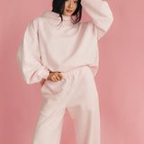 Fancy Fleece Wide Leg Sweatpants - Pale Pink