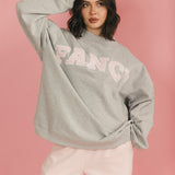Fancy Oversized Fleece Mockneck - Light Grey Heather