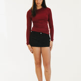 Abbey Long Sleeve Top - Scarlet