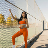 Fancy FitFlow Double Layered Athletic Bra - Orange/White