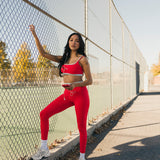 Fancy FitFlow Double Layered Athletic Bra - Red/Powder Blue