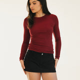 Abbey Long Sleeve Top - Scarlet