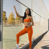 Fancy FitFlow Double Layered Athletic Bra - Orange/White