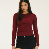 Abbey Long Sleeve Top - Scarlet