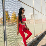 Fancy FitFlow Double Layered Athletic Bra - Red/Powder Blue