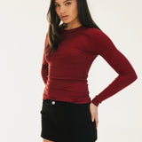 Abbey Long Sleeve Top - Scarlet