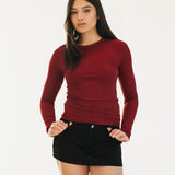 Abbey Long Sleeve Top - Scarlet