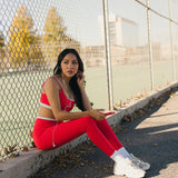 Fancy FitFlow Double Lined Leggings - Red/Powder Blue