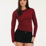 Abbey Long Sleeve Top - Scarlet