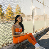 Fancy FitFlow Double Layered Athletic Bra - Orange/White