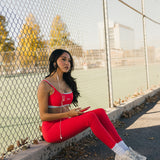 Fancy FitFlow Double Layered Athletic Bra - Red/Powder Blue