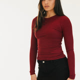 Abbey Long Sleeve Top - Scarlet